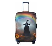 SDFHU Rainbow Halloween Ghost Witch Hat Spiders Stampa Valigie Coperture Personalizzate Protezione per bagagli Elastico Lavabile Copertura per Attrezzatura da Viaggio, nero, Medium