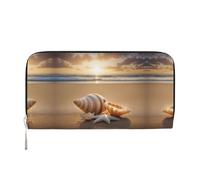 SDFHU Seashell Landscape On The Beach Print Portafoglio da donna alla moda adatto ai viaggi 7,9 x 3,9 cm casual pochette regalo per le signore, nero, Taglia unica, Arte