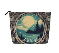 SDFHU Trousse da donna con stampa "Not All Who Wander Are Lost 1", borsa per il trucco a strato singolo, da viaggio, con cerniera, nero, Taglia unica