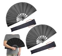 SDFLKAE 2 pezzi Grande Pieghevole Seta Mano Scomparti Cinese Tai Chi Pieghevole Ventaglio di Nylon Panno Cinese Kung Fu Fan con Titolare Manica per Prestazioni Danza Decorazioni Festival