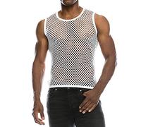 SDFRK® Maglietta a maniche corte in rete da uomo casual t-shirt da allenamento sport uomo canotta maglia traspirante t-shirt basic fitness top top carro armato sexy piacevole colori puri, bianco, L