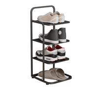 SDFSDE Scarpiera verticale in metallo a 4 livelli, torre for scarpe stretta, scarpiera alta, armadio di stoccaggio for ingresso, cucina, garage(Black)