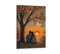 SDFUIJXCV Poster decorativo da parete su tela, motivo: coppia che guarda il tramonto, poster decorativo moderno per camera da letto, per camera da letto, 40 x 60 cm