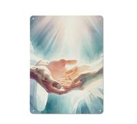 SDFUIJXCV Stampa ad acquerello con Gesù Cristo che guarisce le mani, Gesù che tiene la mano dolore, malattia, speranza, fede, pittura, decorazione da parete, poster in metallo, decorazione moderna per