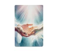 SDFUIJXCV Stampa ad acquerello con Gesù Cristo che guarisce le mani, Gesù che tiene la mano dolore, malattia, speranza, fede, pittura, decorazione da parete, poster in metallo, decorazione moderna per