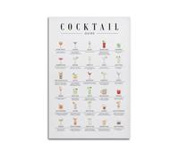 SDFUIJXCV Stampa con guida ai cocktail, tabella dei cocktail classici, standard V2, 2 poster decorativi da parete su tela e stampa artistica moderna per camera da letto, poster decorativo per camera