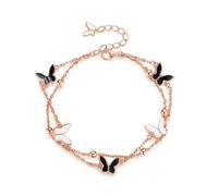 SDFWGG Bracciale Donna Farfalla Doppio Strato Catena con Ciondoli Elegante Bracciale Farfalla Regolabile Gioiello da Polso per Ragazza Donna