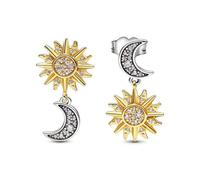 SDFWGG Orecchini Pendenti Sole Luna Stella Asimmetrici con Ciondolo Donna Pendenti Luna e Stella Orecchini a Perno con Zirconi Gioielli da Donna Stile Elegante