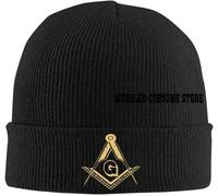 SDFXCDR Caldo in Inverno Massoneria Simbolo Massonico Berretto Cappello da Donna cap Uomo Cappello A Maglia Inverno Slouchy Lavorato A Maglia Nero