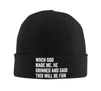 SDFXCDR Caldo Invernale, Quando Dio Mi ha Fatto Ha Sorriso e ha Detto sarà Divertente Cappelli a Berretto, Cappelli a Cappellino Uomini Donne KPOP da Maglia Cappello Caldo Invernale