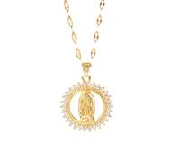 SDFXCDR collana personalizzata, Cattolica San Padre Pio Collana per Uomini Donne, Colore Oro Rotondo Pendente Collane, Preghiera Religiosa Gioielli Regalo