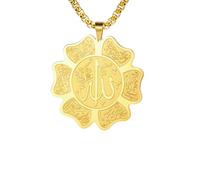 SDFXCDR Collana Uomo Collana Personalizzata Collana Pendente a Forma di Fiore Fortunato per la Moda Maschile Gioielli di Calligrafia araba Regalo per Allah e Maometto