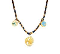 SDFXCDR Collana Uomo Collana Personalizzata Esagerato Sole Luna Turchese Perla Pendente Vintage Trend Leopardo Stampa Collana Lady Gioielli Regalo