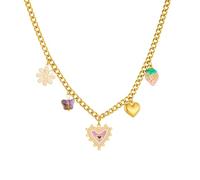 SDFXCDR Collana Uomo Collana Personalizzata l Fiore Fragola Olio Goccia Cuore Multi Ciondolo Collana per Le Donne Trend Collo Catena Gioielli Regalo