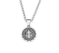 SDFXCDR Collana Uomo Collana Personalizzata Vintage Cattolico San Benedetto Ciondolo Collane per Gli Uomini Esorcismo Croce Collana Religioso Amuleto Gioielli Regali