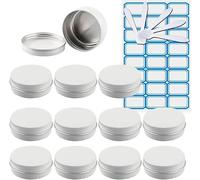 SDGBCXD, 10 barattoli di latta di alluminio rotondi rosa vuoti da 30 ml con coperchi a vite contenitori for cosmetici balsamo for le labbra vasetti con 5 cucchiai, 1 etichetta ,Barattoli per cosmetici