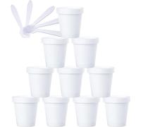 SDGBCXD, 10 vasetti di plastica for maschera rosa da 50 ml, vuoti, 50 g, con rivestimento interno, for la conservazione, crema for il corpo, mani, viso, lozione, gel, 5 spatole ，Barattoli per cosmetic