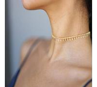 SDGBCXD, 15 collane girocollo con perle semplici e collana con nappe a forma di foglia di cristallo,Collane(Gold,Lock)