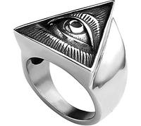 SDGBCXD anello, Anelli da uomo, Occhio della Provvidenza Piramide Triangolo Solido Amuleto antico Simbolo(15)
