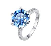 SDGBCXD anello, Diamante Moissanite da 5 carati for donna Colore D VVS1 Fidanzamento Classico Argento Sterling 925 Matrimonio(Blue,6)