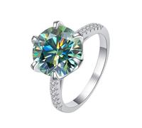 SDGBCXD anello, Diamante Moissanite da 5 carati for donna Colore D VVS1 Fidanzamento Classico Argento Sterling 925 Matrimonio(Green,9)