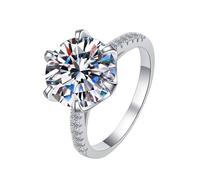 SDGBCXD anello, Diamante Moissanite da 5 carati for donna Colore D VVS1 Fidanzamento Classico Argento Sterling 925 Matrimonio(White,6)