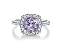 SDGBCXD anello, Moissanite da 2 ct, colore D, diamante VVS1, argento sterling 925, promessa di fidanzamento for anniversario matrimonio(Light Purple,8)