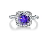 SDGBCXD anello, Moissanite da 2 ct, colore D, diamante VVS1, argento sterling 925, promessa di fidanzamento for anniversario matrimonio(Purple,10)