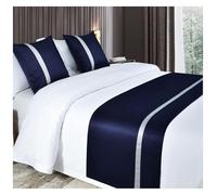 SDGBCXD Biancheria da Letto e Sciarpe, Copriletto con Motivo a Strisce Grigie, copriletto in Raso Morbido e setoso, Sciarpe da Letto for Camera d'albergo(Dark Blue,50 * 50cm(with Core))