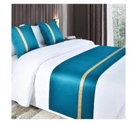 SDGBCXD Biancheria da Letto e Sciarpe, Copriletto con Motivo a Strisce Grigie, copriletto in Raso Morbido e setoso, Sciarpe da Letto for Camera d'albergo(Blu,50 * 50cm(with Core))