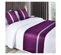 SDGBCXD Biancheria da Letto e Sciarpe, Copriletto con Motivo a Strisce Grigie, copriletto in Raso Morbido e setoso, Sciarpe da Letto for Camera d'albergo(Purple,50 * 180cm for 120cm Bed)
