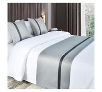 SDGBCXD Biancheria da Letto e Sciarpe, Copriletto con Motivo a Strisce Grigie, copriletto in Raso Morbido e setoso, Sciarpe da Letto for Camera d'albergo(Light Gray,50 * 240cm for 180cm Bed)