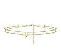 SDGBCXD, Bracciale a forma di cuore, da spiaggia, for donne, fatto a mano, delicato, a strati, con lettera e cuore.,Cavigliere(T)