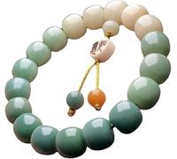 SDGBCXD Bracciale Bodhi, Braccialetto di perline di preghiera buddista, braccialetto di perline, perline di preghiera, braccialetti a cerchio singolo con radice di Bodhi verde(Wit)