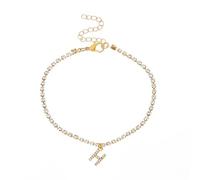 SDGBCXD, Bracciale con lettera iniziale in zircone di cristallo, cavigliere con alfabeto for donna, catena for piede, braccialetti da spiaggia, gioielli boho,Cavigliere(D)