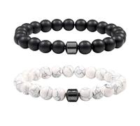 SDGBCXD Braccialetti ansiolitici, Riduce la voglia di alcol, allevia l'ansia e lo stress da astinenza, supporto naturale for smettere di bere(Matte black+white)