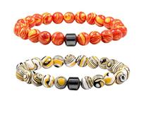 SDGBCXD Braccialetti ansiolitici, Riduce la voglia di alcol, allevia l'ansia e lo stress da astinenza, supporto naturale for smettere di bere(Orange yellow+yellow black white)