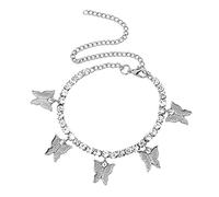 SDGBCXD, Cavigliera a farfalla con strass, alla moda, con catena da tennis, for donne, con catena a piedi nudi, for l'estate e la spiaggia.,Cavigliere(001902sl)