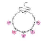 SDGBCXD, Cavigliera a farfalla con strass, alla moda, con catena da tennis, for donne, con catena a piedi nudi, for l'estate e la spiaggia.,Cavigliere(001602sl)