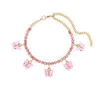 SDGBCXD, Cavigliera a farfalla con strass, alla moda, con catena da tennis, for donne, con catena a piedi nudi, for l'estate e la spiaggia.,Cavigliere(J005601gd)
