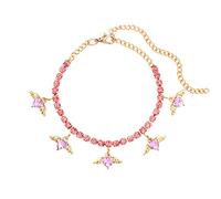 SDGBCXD, Cavigliera a farfalla con strass, alla moda, con catena da tennis, for donne, con catena a piedi nudi, for l'estate e la spiaggia.,Cavigliere(J005501gd)
