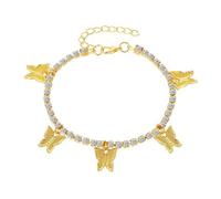 SDGBCXD, Cavigliera a farfalla lucida for donna, squisito ciondolo a farfalla a doppio strato, braccialetti for le gambe, accessori da donna,Cavigliere(S016yin)