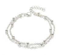 SDGBCXD, Cavigliera estiva color oro e argento con perline a catena, for donne, sandali alla caviglia vintage, gioielli da spiaggia e da gamba.,Cavigliere(Silver Plated)