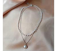 SDGBCXD, Ciondolo a catena corta da donna con perla, stile retrò, a doppio strato, semplice e alla moda.,Collane