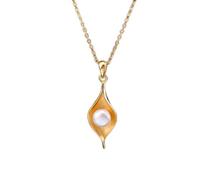 SDGBCXD, Collana con ciondolo a forma di foglia di rugiada in argento sterling 925 e perle d'acqua dolce in oro 18k for donna. Collana squisita.,Collane