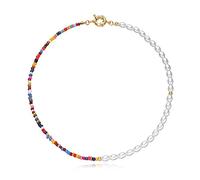 SDGBCXD, Collana con perle di riso colorate e perle finte for donna, color oro e argento, con collane a forma di pesce, gioielli di moda femminile,Collane(Goldcolor)