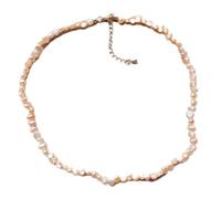 SDGBCXD Collana girocollo con perle barocche irregolari piccole da 4-5 mm, collane corte con vere perle d'acqua dolce naturali(Pink Pearl)