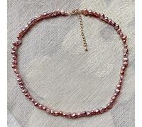 SDGBCXD Collana girocollo con perle barocche irregolari piccole da 4-5 mm, collane corte con vere perle d'acqua dolce naturali(Purple Pearl)