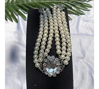 SDGBCXD, Collane con catene di perle a 3 strati con montatura in micro pavé di cristalli alla moda,Collane(4)