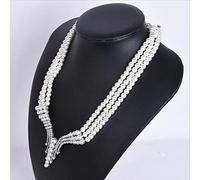 SDGBCXD, Collane con catene di perle a 3 strati con montatura in micro pavé di cristalli alla moda,Collane(774a)